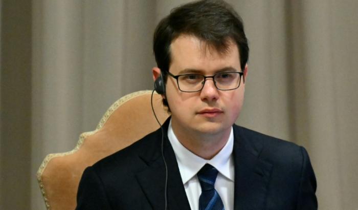 Christopher Olah, cofondateur de la société américaine d'intelligence artificielle (IA) Anthropic, assiste à la présentation de la première encyclique du pape Léon XIV, "Magnifica Humanitas", consacrée à l'essor de l'intelligence artificielle, le 25 mai 2026 au Vatican