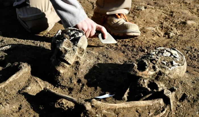 Des ossements humains sur un site archéologique à Bordeaux, le 6 décembre 2016