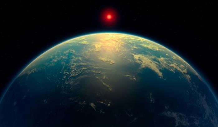 Vue d'artiste de l'exoplanète K2-18b, publiée par N. Madhusudhan/Université de Cambridge, le 17 avril 2025