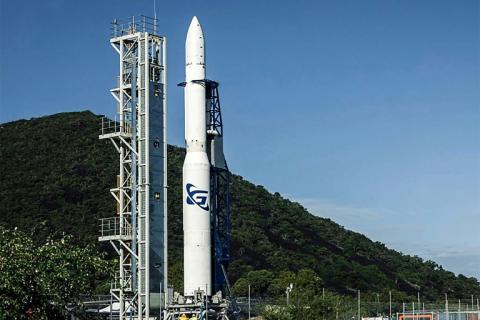 Une photo non datée publiée par Gilmour Space Technologies le 14 mai 2025 montre une fusée Eris à trois étages près de Bowen, sur la côte est de l'Australie