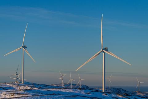 Les éoliennes de la ferme norvégienne de Storheia, l'une des plus grandes d'Europe à Afjord, le 7 décembre 2021