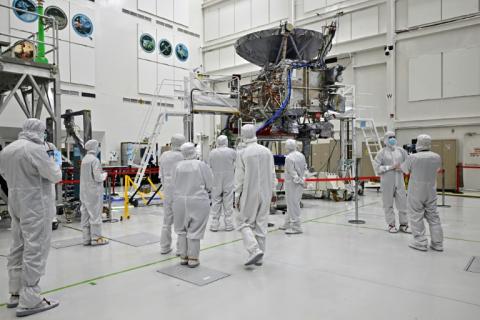 La sonde spatiale Clipper de la NASA au Jet Propulsion Laboratory de Pasadena, en Californie, le 11 avril 2024