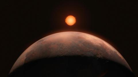 Vue d'artiste de Barnard b, nouvelle exoplanète autour de l'étoile Barnard, mise à disposition par l'Observatoire européen austral le 1er octobre 2024.