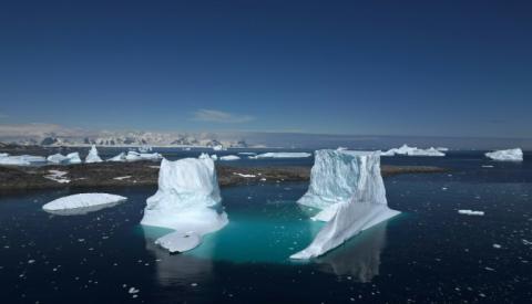 Vue du paysage à la station Palmer des États-Unis, sur l'île Anvers, en Antarctique, le 21 janvier 2024
