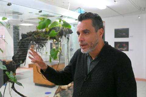 Le biologiste Mario Yanez de l'Institut national de la biodiversité (Inabio) lors d'un entretien avec l'AFP à Quito le 15 août 2024