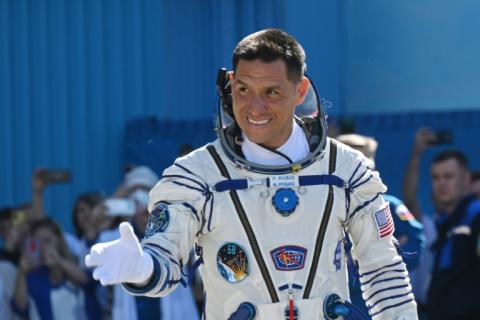 L'astronaute de la Nasa Frank Rubio le 21 septembre 2022 avant son décollage vers la Station spatiale internationale depuis le Kazakhstan, à bord d'une fusée russe
