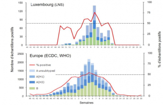 graphique surveillance grippe Luxembourg 2019 2020