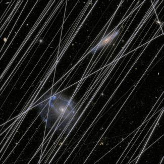 Une image simulant la contamination de l'univers par la lumière des satellites réalisée par la NASA, le 3 décembre 2025