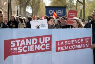 Manifestation de soutien au milieu scientifique américain, à Toulouse, le 3 avril 2025