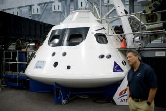 Une réplique de la capsule Orion de la Nasa, servant à l'entraînement des astronautes, le 3 août 2022 au centre spatial Johnson de Houston, au Texas
