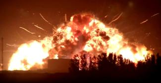 Image tirée d'une vidéo montrant l'explosion de la fusée New Glenn de Blue Origiin, le 28 mai 2026 à Cap Canaveral, en Floride