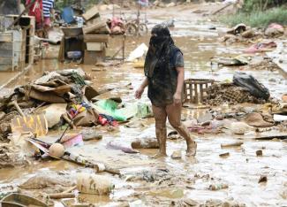 Une rue de Manille après le passage du typhon Gaemi, le 25 juillet 2024